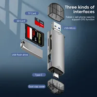 Lecteur de carte multifonction 6 en 1 USB 3.0, lecteur de carte mémoire de type C/Micro USB/TF/SD, adaptateur de lecture de carte mémoire, accessoires pour téléphone