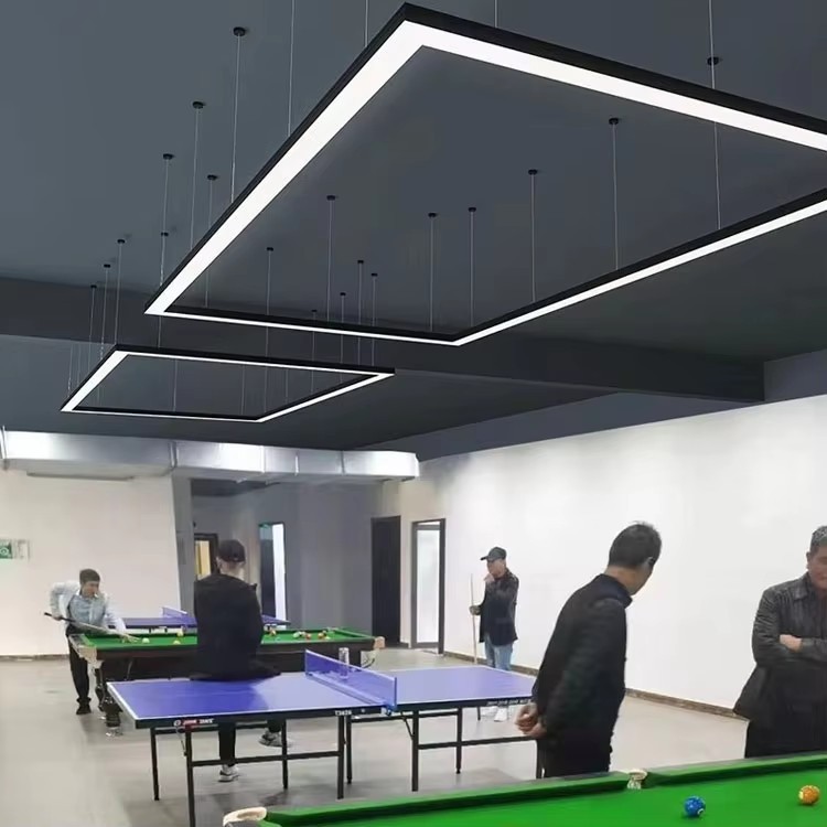 Modern Linear Ighbay Light Rectangle Square Shape Ceiling Pendant Led Pool Table Hanging Lights Lighting Billiard Room Lamp