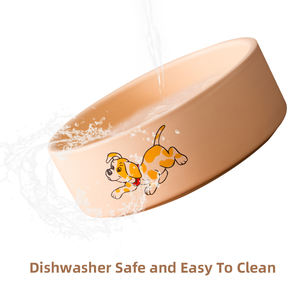 Alimentador de água para animais, alimentador de alimentos por atacado com logotipo personalizado para animais de estimação, tigela de porcelana com suporte de bambu - Product Image 3