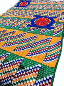 Tela Africana Kente con Símbolos Adinkra, Tela Tradicional Tejida Multicolor, Calidad 100% Algodón - Product Image 3