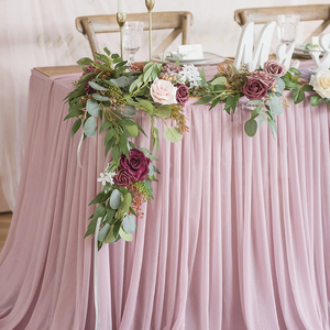 Elegante falda de mesa de satén rojo para bodas y banquetes Falda de mesa de LICRA desechable - Product Image 3