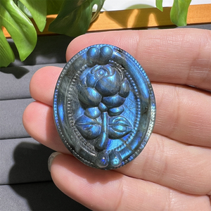 Popolari gioielli in pietra preziosa intagliati a mano intagli in cristallo naturale Labradorite nove code volpe rosa fiore <span class=keywords><strong>pavone</strong></span> - Product Image 4