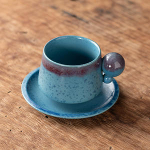 Creative Retro Kiln Stoneware Ceramic Coffee <b>Cup</b> <b>Saucer</b> Set Japandi Style Round for Ball Mug for Afternoon Tea Present - Product Image 2