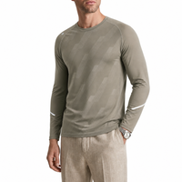 T-shirt de sport imprimé pour homme, extensible, à séchage rapide, respirant, pour la course à pied, la remise en forme, l'entraînement, manches longues, col rond