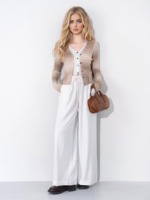 Meilleure vente 100% pantalon Palazzo en lin jambe large décontracté minimaliste taille haute respirant coupe ample avec cordon de serrage pour l'été