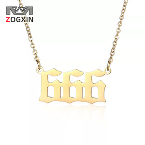 ZOGXIN 666 Number Pendant Necklace Stainless Steel Gold Plated For Women Gift Fashion Jewelry - Product Image 1