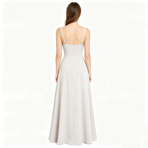 Abito Lungo Estivo Elegante da <span class=keywords><strong>Donna</strong></span> con Spalline Sottili e Pieghe, Vestito Bianco Senza Maniche - Product Image 2