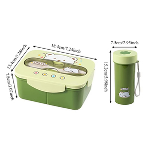 Boîte à bento passe au micro-ondes en plastique de qualité alimentaire contenant à déjeuner étanche avec porte-gobelet bureau école maison stockage de préparation de repas - Product Image 4