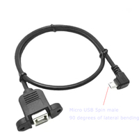 Micro USB à angle droit 5 broches vers USB type B adaptateur de montage sur panneau d'imprimante câble d'extension d'imprimante avec vis