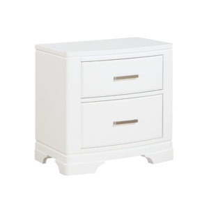 Comodino dal Design Elegante con Finitura Bianca e Due Cassetti, Stile Transizionale, Arredamento Camera da Letto, 1 Pezzo - Product Image 2