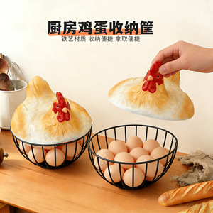 Hen Shaped <b>Egg</b> And Fruit <b>Basket</b> With Lid For Kitchen Storage Eco Friendly Design - Product Image 4