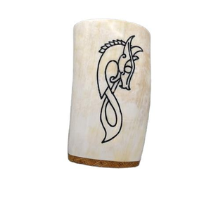 Tasse en corne de buffle faite à la main avec motif de dragon sculpté, artisanat naturel, décoration d'intérieur - Product Image 1