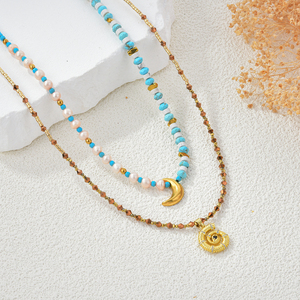 Colliers empilables pour femmes en turquoise et perles, style pierre naturelle, tendance pour rehausser les tenues quotidiennes - Product Image 6