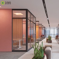 Soundproof Office Half Glass Wall Partition Cubicle with Wood and Glass