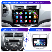 Crbrillar Radio Stereo mobil 9 "Android 12, untuk Hyundai Accent Solaris I Verna 2010-2016 Carplay Android Auto GPS Wifi Hifi FM RDS