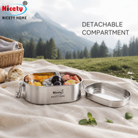 Boîte à lunch bento en acier inoxydable à double couche écologique avec couvercle anti-fuite, facile à nettoyer, design moderne pour l'école et le bureau