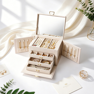 Luxury Large Capacity Jewelry <b>Box</b> with <b>Mirror</b> – Storage Case for Necklace, Ring, Bracelet & Beads, Organizer Chest - Product Image 5