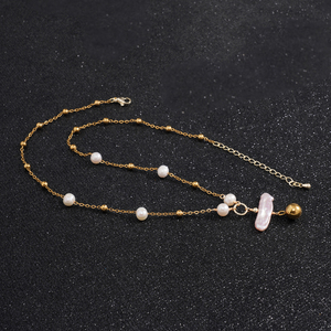 <span class=keywords><strong>Collier</strong></span> Croix en Perle Naturelle et Aigue-marine 2026, Plaqué Or 18K, Acier Inoxydable Anti-ternissement, Esthétique, Vente en Gros pour Femmes - Product Image 6
