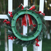 Nouvelle Guirlande Murale PVC Rustique en Aiguilles de Pin et Baies Rouges, Décoration de Cour et de Porte d'Entrée, Simulation de Noël
