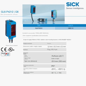 GL6-P4212 Đức bị bệnh hiện đại nhựa không thấm nước cảm biến quang điện New Original gương phản chiếu cho tự động hóa thiết bị - Product Image 2