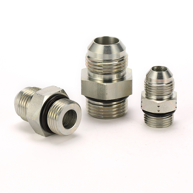 JIC Male to UNO Carbon Steel Hose Fitting with O Ring 1JO Nipple Hydraulic Crimping Adapter
