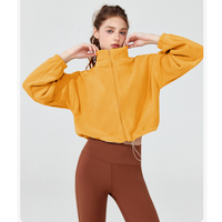 Veste de sport polaire respirante à fermeture éclair intégrale pour femme, col montant, manches longues, courte, tricotée sur le devant, chaude pour l'hiver