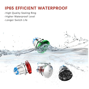 สวิตช์กดแบบกดติดปล่อยดับ ขนาด 19 มม. สีเงิน หัวเห็ด กันน้ำ IP65 รองรับแรงดันไฟฟ้า 12V/24V/36V DC 110V/250V AC 5A SPST วัสดุโลหะ - Product Image 4