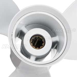 Hélice de bateau hors-bord en aluminium 664-45952-00-EL 9 7/8 X 14 pour Yamaha 20-30HP, blanche, 10 cannelures, 3 pales, rotation à droite - Product Image 6