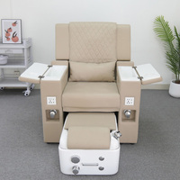 Fauteuil de pédicure et de manucure de luxe rose pour salon, avec fonction spa et massage