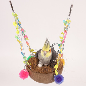 Nido de pájaro de cáscara de coco natural, nido de loro, nido para dormir, caja de cría universal para las cuatro estaciones, hamaca, nido de hierba, nido para dormir - Product Image 1