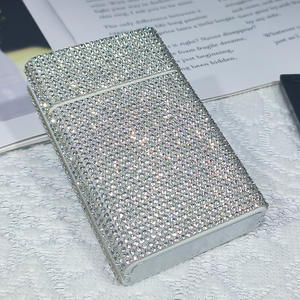 Étui à cigarettes pour femmes incrusté de diamants étui à cigarettes de luxe flash en diamant push-pull - Product Image 2