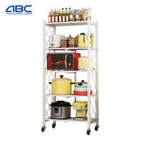 ABCTOOLS télescopique multicouche debout en acier étroit mobile réglable cuisine maison utilitaire chariot roulant Fodin