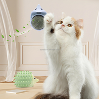 Mainan kucing berbentuk landak lucu 2 in 1 grosir berputar 360 derajat Mainan Catnip bola jilat kucing