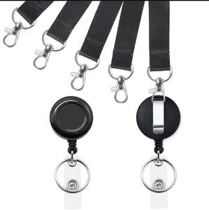 Porta Tarjetas de Identificación Negro Personalizado con Correa Retráctil, Hebilla Fácil de Desprender y Cordón para el Cuello con Soporte para Tarjetas - Product Image 2