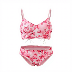 Conjunto de Lencería <span class=keywords><strong>Sexy</strong></span> para Mujer Madura a Precio Bajo al <span class=keywords><strong>por</strong></span> Mayor, Conjunto de Sujetador y Braguitas de Color Liso con Malla Transparente - Product Image 1