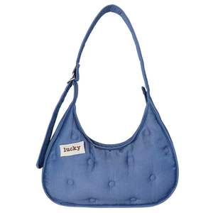 Bolso de Mano de Mezclilla Sólida de Moda para Mujer, con Cierre de Cremallera, Portátil para Compras y Uso en Todas las Temporadas - Product Image 3