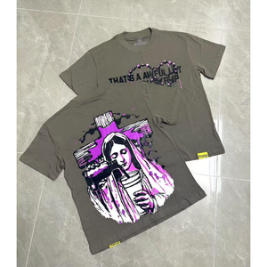 Camisa de Algodón de Manga Corta con Hombros Caídos para Hombre, Talla Grande, 300g, Antiarrugas, Secado Rápido, Estampado con Diseño - Product Image 4