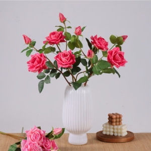 High Quality Real Touch Artificial Rose 2 Heads Red Latex Artificial Roses Flower Decorations For Home Wedding Party - Product Image 3
