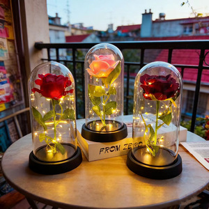 Rosa LED in Cupola di Acrilico, Fiore Artificiale con Luci Fatate Colorate a Batteria, Lampada Atmosfera Romantica per Lei - Product Image 1