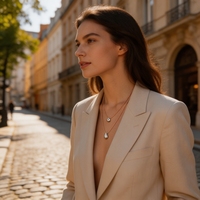 Vente en gros de colliers minimalistes à deux couches en acier inoxydable avec pendentif en forme de goutte d'eau, bijoux délicats unisexes pour tous les jours et les fêtes