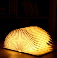 Kanlong Led Pliable Livre Lumière LOGO Personnalisé Usb Chargement de Bureau Creative Page en Bois Tournant Veilleuse