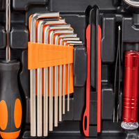 Ensemble d'outils pour la maison OEM de 51 pièces, acier à haute teneur en carbone, kit de réparation manuel, boîte à outils portable, tournevis, clés, pinces, étui rigide