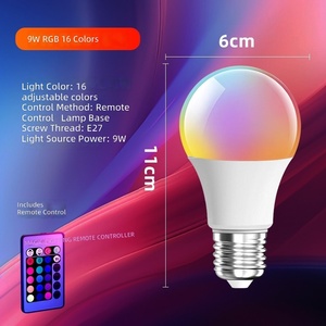 Ampoule LED arc-en-ciel à économie d'énergie, culot E27, ampoule sphérique, ampoule d'ambiance colorée RGB pour la maison, télécommande - Product Image 5