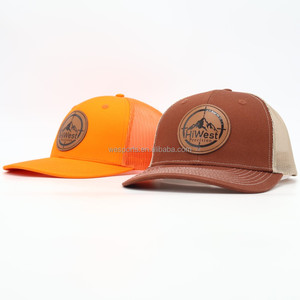 Casquette Trucker en Maille à Bord Incurvé avec Logo en Cuir Personnalisé, Richardson 112, Gorras, Casquettes Trucker Ajustables à 6 Panneaux avec Fermeture Snapback - Product Image 3