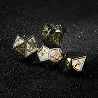 Ensemble de dés polyédriques en métal à cadre noir et paillettes, 7 pièces, pour jeu de société et collection, cadeau