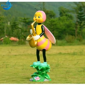 ประติมากรรมรูปผึ้งการ์ตูนเรซิ่นไฟเบอร์กลาสคุณภาพสูงสำหรับตกแต่งสวนภายนอกอาคาร ผลิตตามสั่งจากโรงงาน - Product Image 4