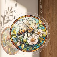 Kit de puzzle en acrylique vitrail en gros, attrape-soleil irrégulier, pièces uniques, motif abeille, décoration de jardin, cadeau