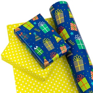 Custom <b>Blue</b> Eco-Friendly Gift Boxes Pattern Wrapping <b>Paper</b> <b>Roll</b> Double-Sided Coated Art <b>Paper</b> 100GSM Recyclable Digital Printing - Product Image 2