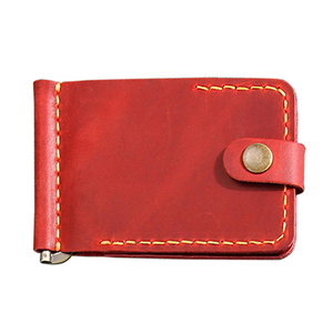 Mens Burgundy Vintage Retro Moneyclip Wallet Genuine Cowhide Credit Cardholder Crazy Horse Leather Money Clip Minimalist Wallets - Product Image 2