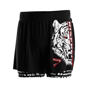 Shorts d'entraînement 2 en 1 pour hommes, durables et à séchage rapide, coupe ergonomique pour MMA BJJ - Product Image 1